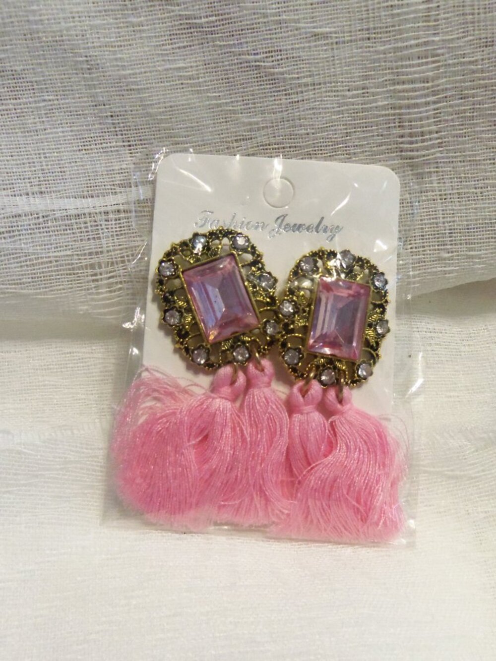 Fashion Jewelry Pink Stone Dangle Earrings post back